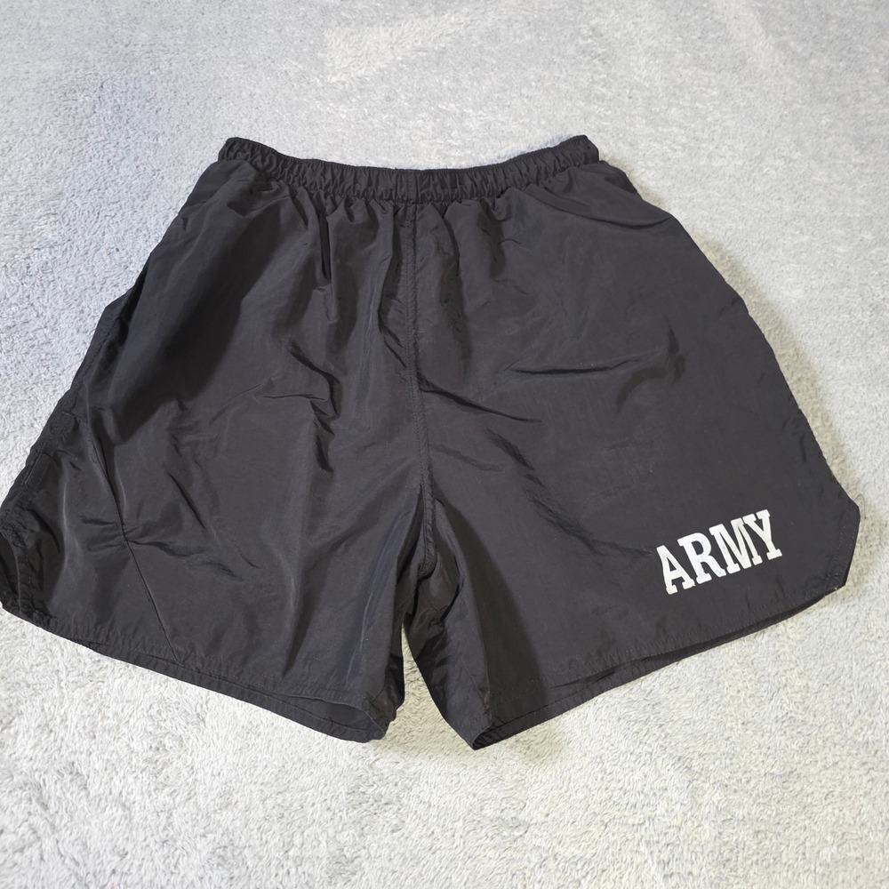 Unicor Mens Medium PFU Athletic Shorts Black Army Graphic Nylon Supplex 2009 USA